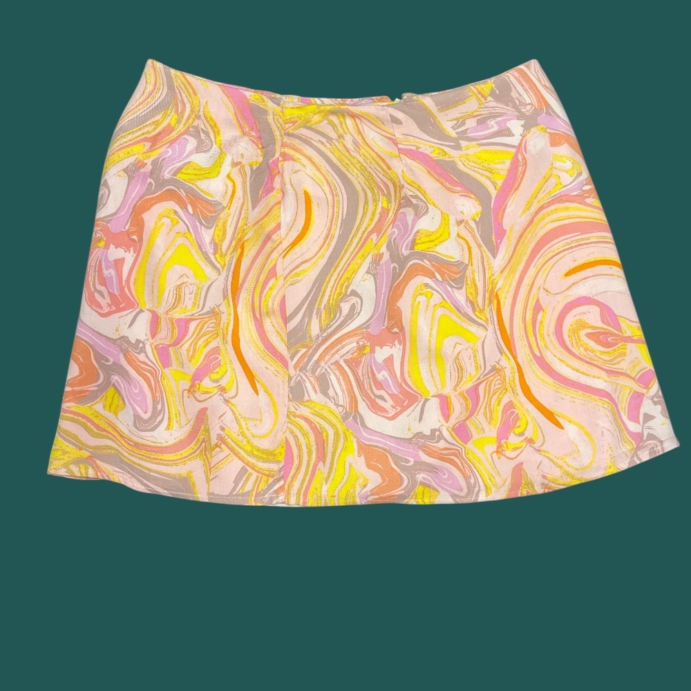 Rue21 Psychedelic Swirls Pink/Yellow Mini Skirt XL